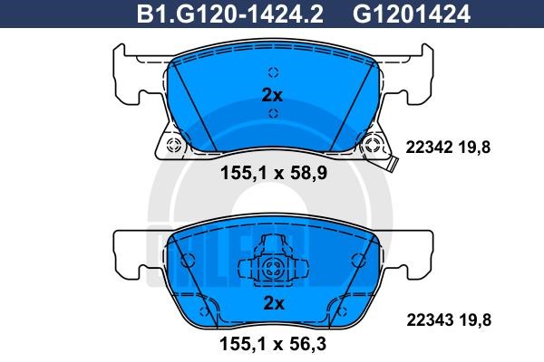 Galfer B1.G120-1424.2 Brake Pad Set, disc brake B1G12014242