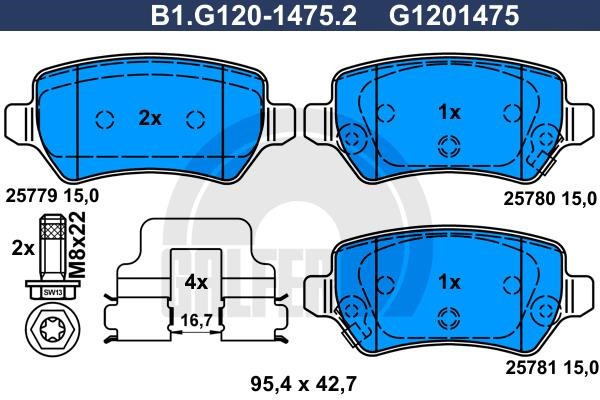 Galfer B1.G120-1475.2 Brake Pad Set, disc brake B1G12014752