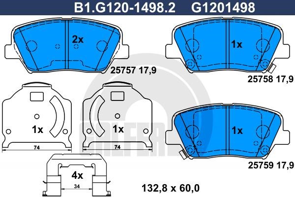 Galfer B1.G120-1498.2 Brake Pad Set, disc brake B1G12014982