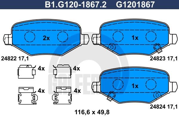 Galfer B1.G120-1867.2 Brake Pad Set, disc brake B1G12018672