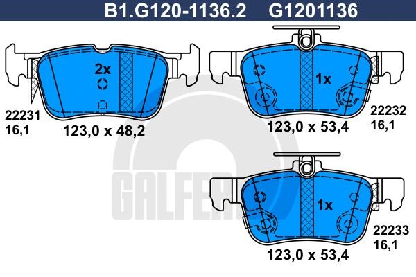 Galfer B1.G120-1136.2 Brake Pad Set, disc brake B1G12011362