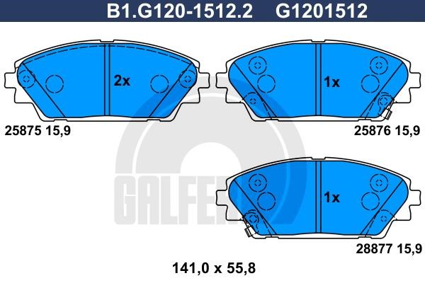 Galfer B1.G120-1512.2 Brake Pad Set, disc brake B1G12015122