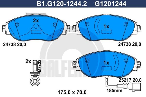 Galfer B1.G120-1244.2 Brake Pad Set, disc brake B1G12012442