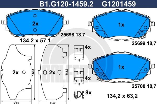 Galfer B1.G120-1459.2 Brake Pad Set, disc brake B1G12014592