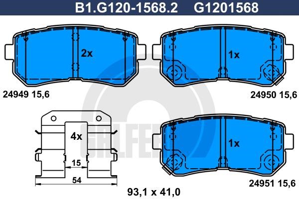 Galfer B1.G120-1568.2 Brake Pad Set, disc brake B1G12015682