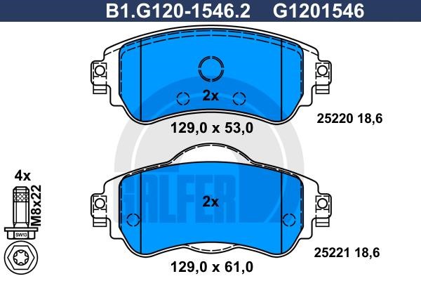 Galfer B1.G120-1546.2 Brake Pad Set, disc brake B1G12015462