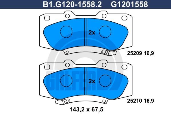 Galfer B1.G120-1558.2 Brake Pad Set, disc brake B1G12015582