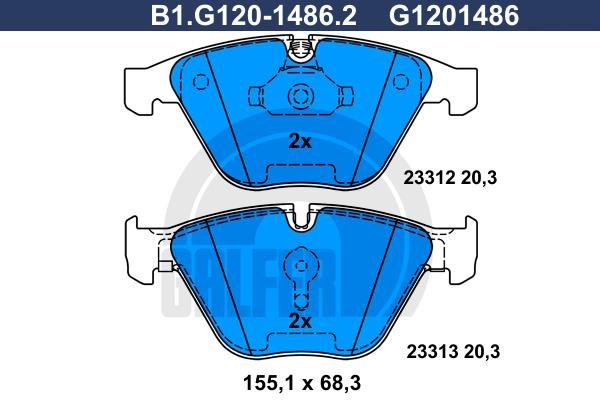 Galfer B1.G120-1486.2 Brake Pad Set, disc brake B1G12014862