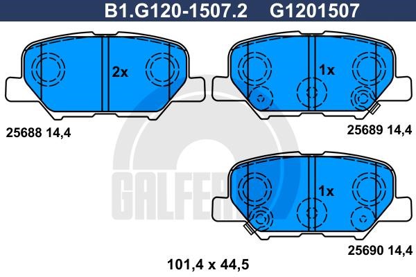 Galfer B1.G120-1507.2 Brake Pad Set, disc brake B1G12015072