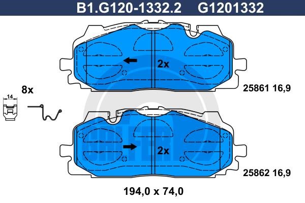 Galfer B1.G120-1332.2 Brake Pad Set, disc brake B1G12013322