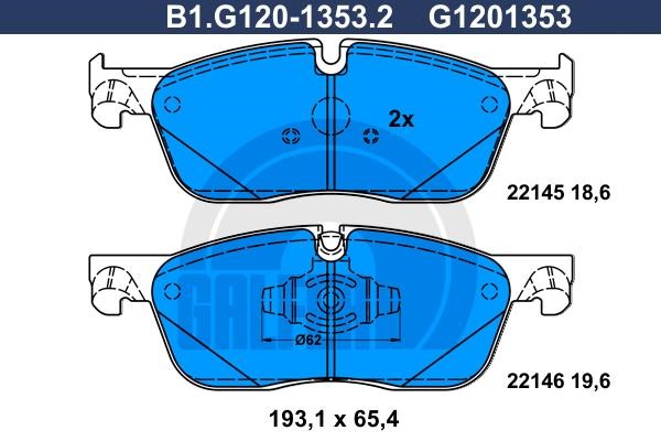 Galfer B1.G120-1353.2 Brake Pad Set, disc brake B1G12013532