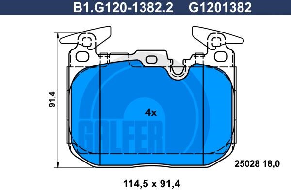 Galfer B1G12013822 Brake Pad Set, disc brake B1G12013822