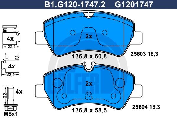 Galfer B1.G120-1747.2 Brake Pad Set, disc brake B1G12017472