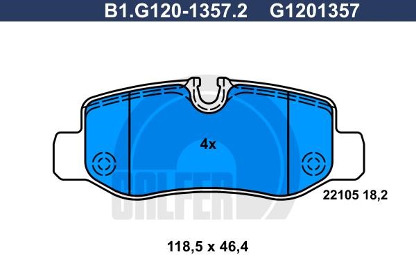 Galfer B1G12013572 Brake Pad Set, disc brake B1G12013572