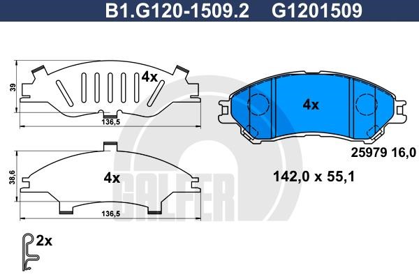 Galfer B1.G120-1509.2 Brake Pad Set, disc brake B1G12015092