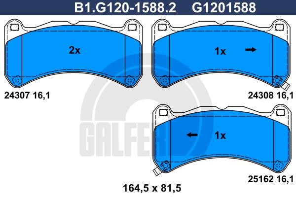 Galfer B1.G120-1588.2 Brake Pad Set, disc brake B1G12015882