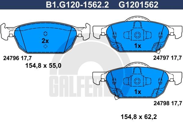 Galfer B1.G120-1562.2 Brake Pad Set, disc brake B1G12015622