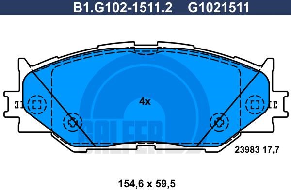 Galfer B1.G102-1511.2 Brake Pad Set, disc brake B1G10215112