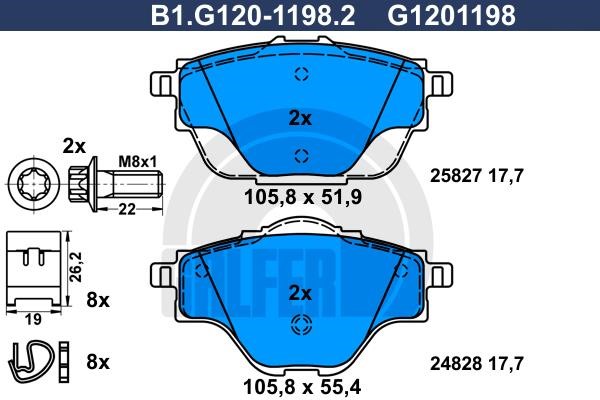 Galfer B1G12011982 Brake Pad Set, disc brake B1G12011982