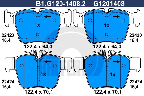 Galfer B1.G120-1408.2 Brake Pad Set, disc brake B1G12014082