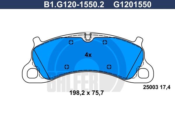 Galfer B1.G120-1550.2 Brake Pad Set, disc brake B1G12015502