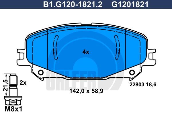 Galfer B1.G120-1821.2 Brake Pad Set, disc brake B1G12018212