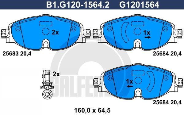 Galfer B1.G120-1564.2 Brake Pad Set, disc brake B1G12015642