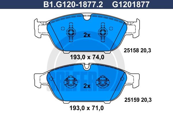 Galfer B1.G120-1877.2 Brake Pad Set, disc brake B1G12018772