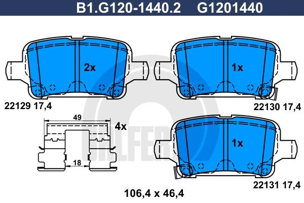 Galfer B1.G120-1440.2 Brake Pad Set, disc brake B1G12014402