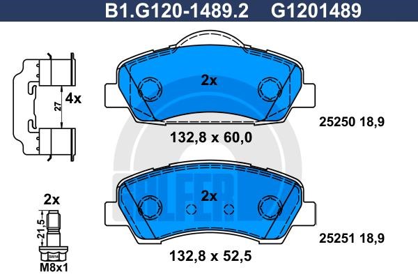 Galfer B1.G120-1489.2 Brake Pad Set, disc brake B1G12014892