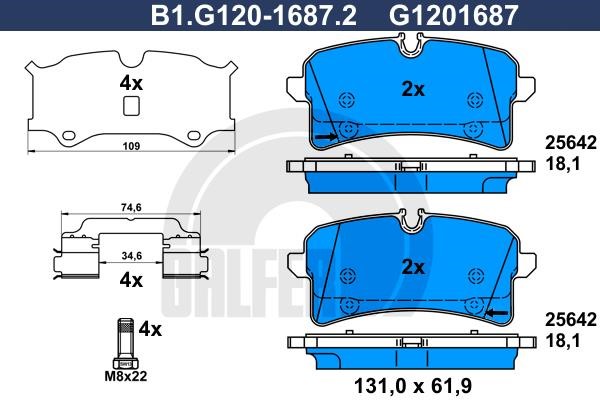 Galfer B1.G120-1687.2 Brake Pad Set, disc brake B1G12016872