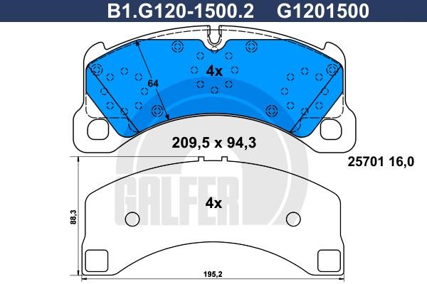 Galfer B1.G120-1500.2 Brake Pad Set, disc brake B1G12015002