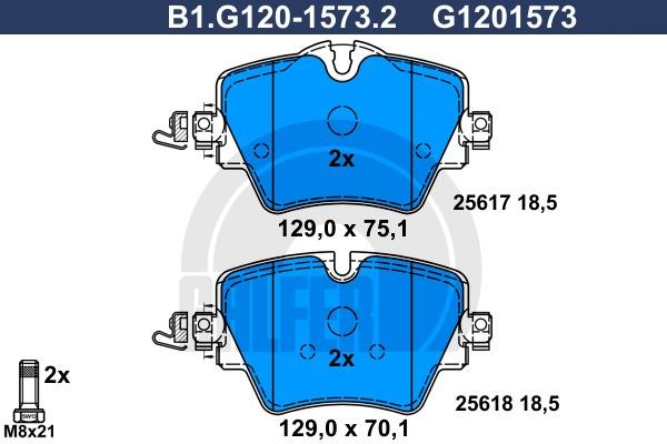 Galfer B1.G120-1573.2 Brake Pad Set, disc brake B1G12015732