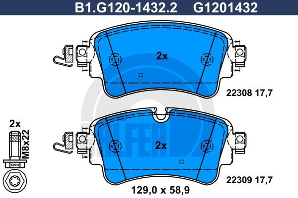 Galfer B1.G120-1432.2 Brake Pad Set, disc brake B1G12014322