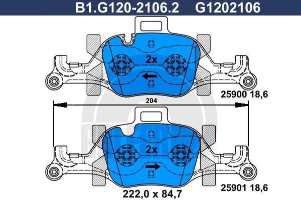 Galfer B1.G120-2106.2 Brake Pad Set, disc brake B1G12021062
