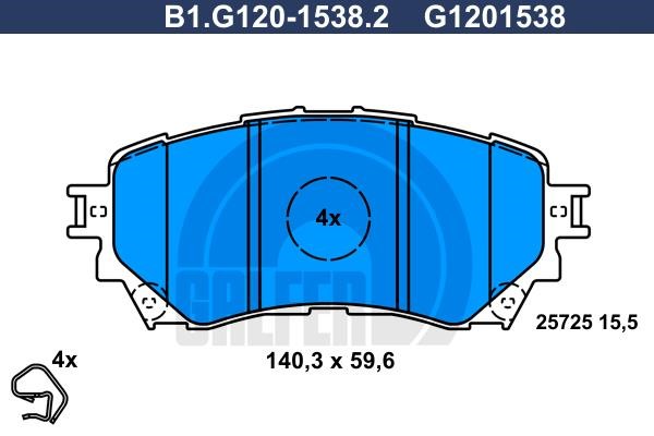 Galfer B1.G120-1538.2 Brake Pad Set, disc brake B1G12015382