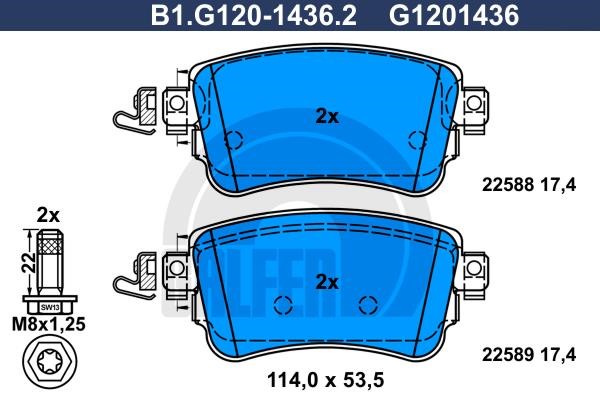 Galfer B1.G120-1436.2 Brake Pad Set, disc brake B1G12014362