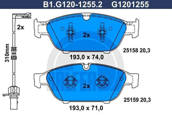 Galfer B1.G120-1255.2 Brake Pad Set, disc brake B1G12012552