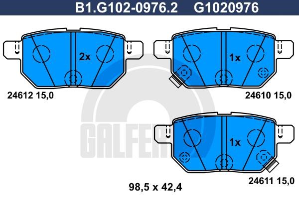 Galfer B1.G102-0976.2 Brake Pad Set, disc brake B1G10209762