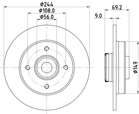 Hella-Pagid 8DD 355 132-161 Rear brake disc, non-ventilated 8DD355132161