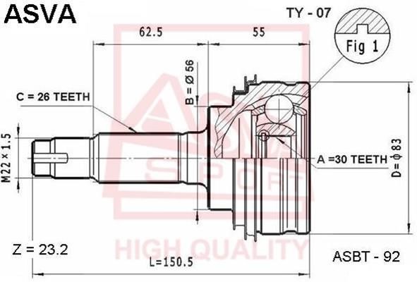 Asva TY-07 CV joint TY07