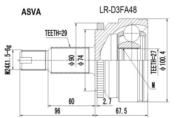 Asva LR-D3FA48 CV joint LRD3FA48