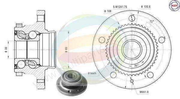Odm-multiparts 70-150019 Wheel bearing kit 70150019