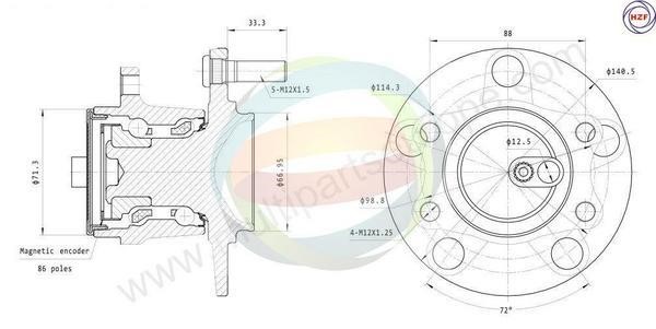 Odm-multiparts 70-080036 Wheel bearing kit 70080036