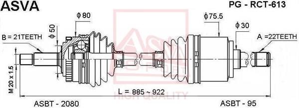 Asva PG-RCT-613 Drive shaft PGRCT613