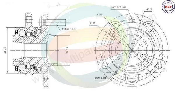 Odm-multiparts 70-230017 Wheel bearing kit 70230017