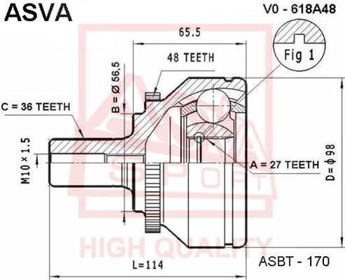 Asva VO-618A48 CV joint VO618A48