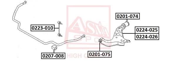 Asva 0201-074 Control Arm-/Trailing Arm Bush 0201074