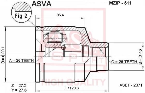 Asva MZIP-511 CV joint MZIP511