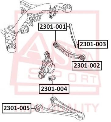 Asva 2301-001 Control Arm-/Trailing Arm Bush 2301001